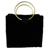 Tara Zadeh black shearling handbag