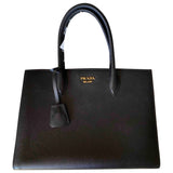Prada bibliothèque black leather handbag