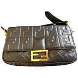 Fendi baguette black leather handbag
