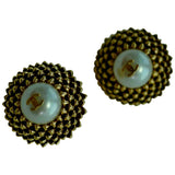 Chanel cc metallic metal earrings