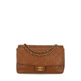 Chanel timeless/classique brown leather handbag