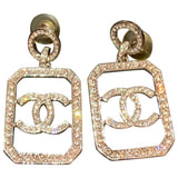 Chanel cc silver crystal earrings
