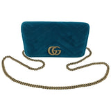 Gucci marmont blue velvet handbag