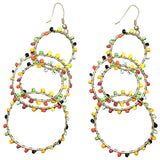 Non Signé / Unsigned créoles multicolour pearls earrings