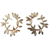 Non Signé / Unsigned motifs floraux gold metal earrings