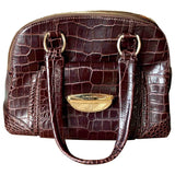 Lancel adjani brown patent leather handbag