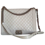 Chanel boy white leather handbag