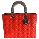 Dior lady dior red leather handbag