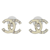 Chanel cc white metal earrings