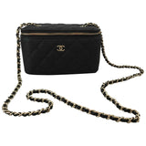 Chanel vanity black leather handbag