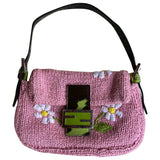Fendi baguette pink cotton handbag