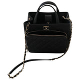Chanel business affinity navy leather handbag