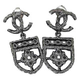 Chanel cc silver metal earrings