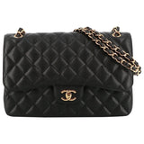 Chanel timeless/classique black leather handbag