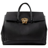 Versace palazzo empire black leather handbag