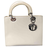 Dior lady dior ecru patent leather handbag