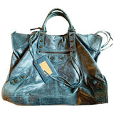 Balenciaga weekender metallic leather handbag