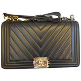 Chanel boy navy leather handbag