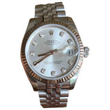 Rolex datejust 36mm silver gold and steel watch