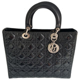 Dior lady dior black leather handbag