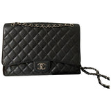 Chanel timeless/classique black leather handbag