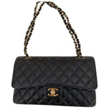 Chanel timeless/classique black leather handbag