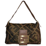 Fendi baguette brown cloth handbag