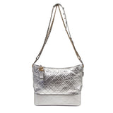 Chanel gabrielle silver leather handbag