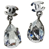 Chanel cc silver crystal earrings
