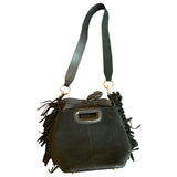 Maje sac m black leather handbag