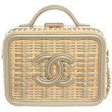 Chanel vanity beige wicker handbag