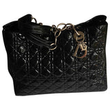 Dior dior soft shopping black patent leather handbag