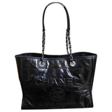 Chanel deauville black leather handbag