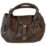 Fendi spy brown leather handbag