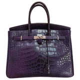 Hermès birkin 35 purple alligator handbag