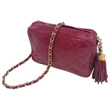 Chanel camera burgundy lizard handbag