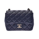 Chanel timeless/classique navy leather handbag