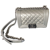 Chanel boy silver leather handbag