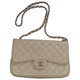 Chanel timeless/classique beige leather handbag
