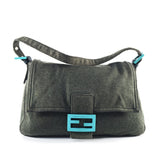 Fendi mamma baguette  grey cotton handbag