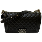 Chanel boy black leather handbag