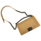 Chanel boy beige leather handbag
