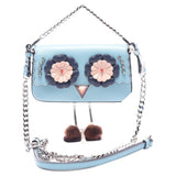 Fendi baguette blue leather clutch bag