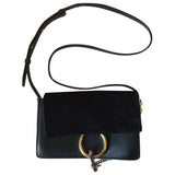 Chloé faye black suede handbag