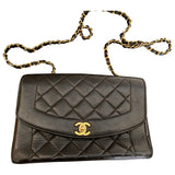 Chanel diana black leather handbag