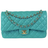 Chanel timeless/classique turquoise leather handbag