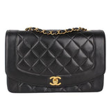 Chanel diana black leather handbag