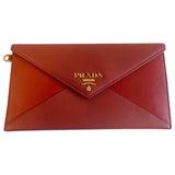 Prada red leather clutch bag
