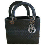 Dior lady dior black leather handbag