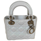 Dior lady dior white leather handbag